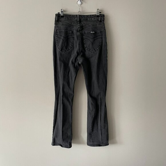 Rolla's High Rise Denim Distressed Charcoal Wash Straight Leg Jeans Black 28 - Picture 3 of 11